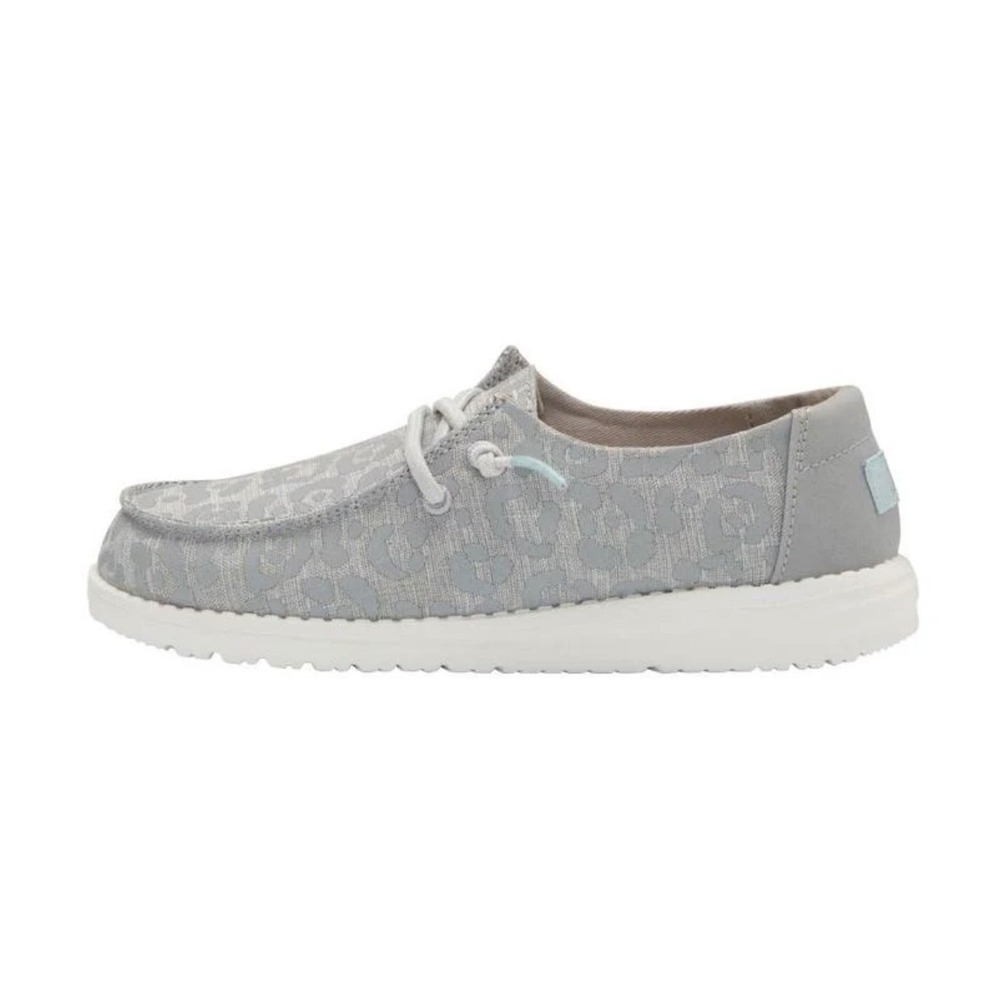 HEY DUDE‎ Girls Leopard Shoe Gray Wendy Youth Cat Eye Slip On Kids Silver 13